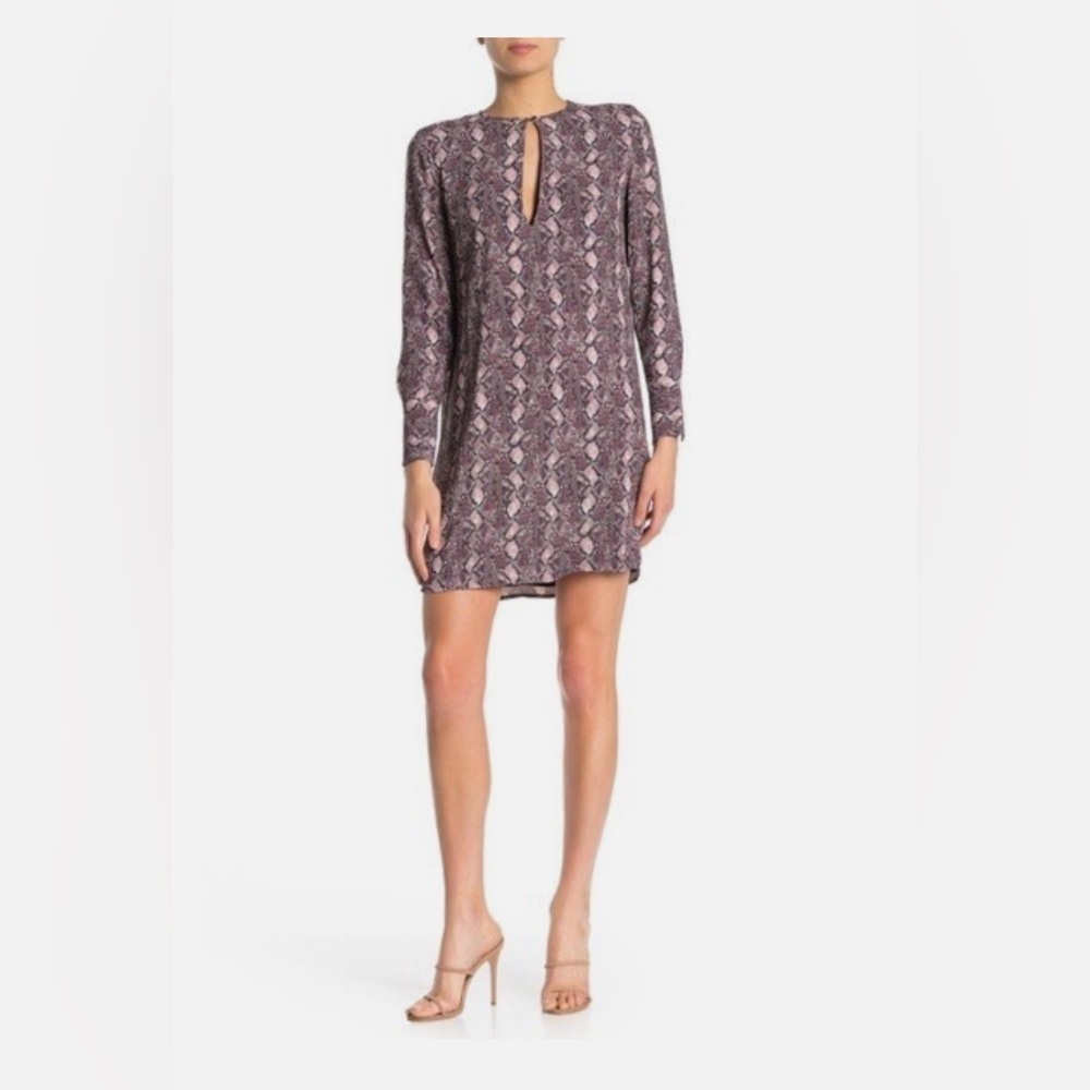 Equipment Femme Burgundy and black Snake Skin Print Mini Dress size Medium